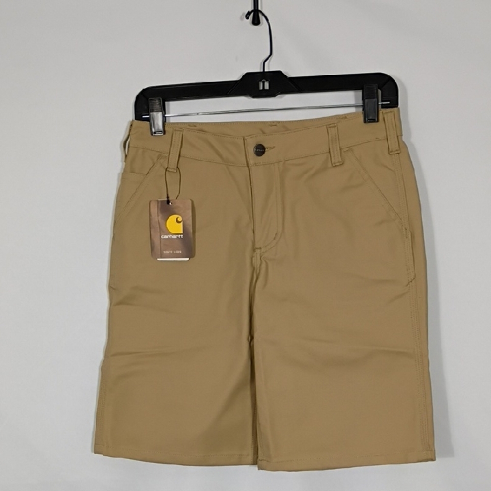 NWT Carhartt Dark Khaki 103103 Rugged Pro Canvas Shorts Original Fit Women Sz 4